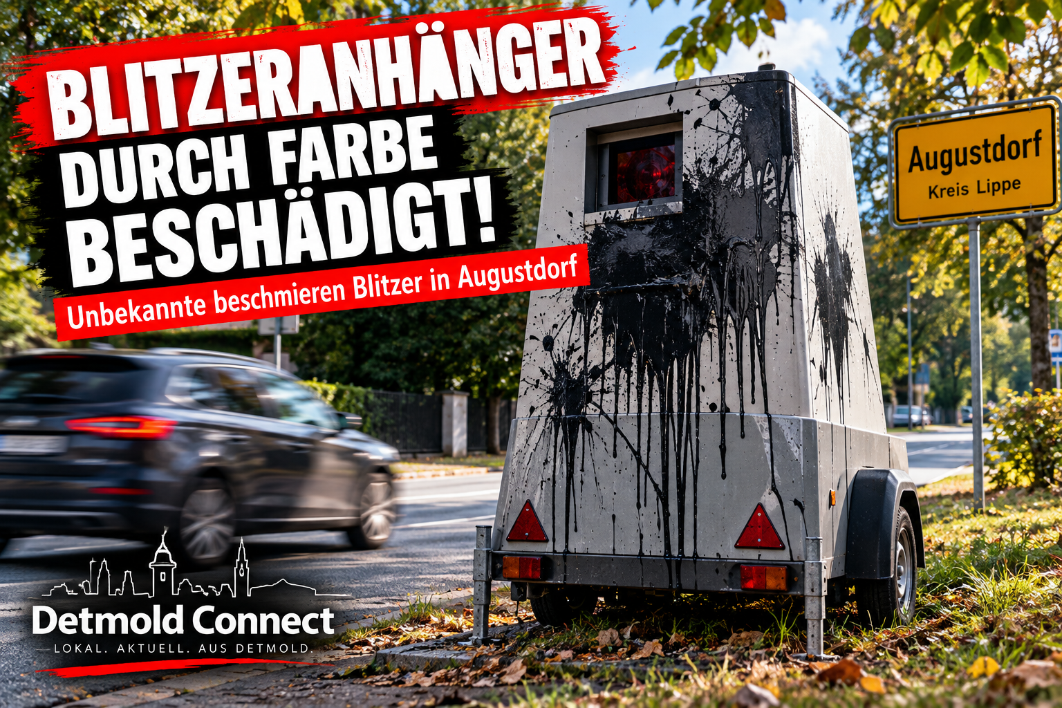 Blitzeranhänger mit schwarzer Farbe beschmiert