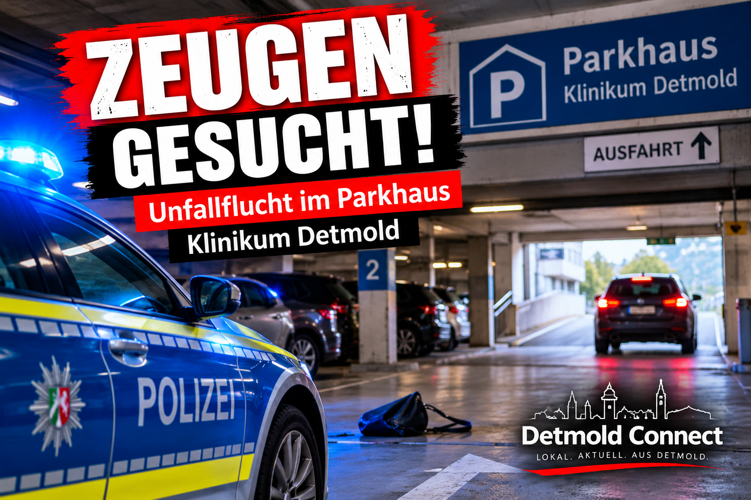 Detmold: Frau in Parkhaus angefahren – Polizei sucht wichtige Zeugen